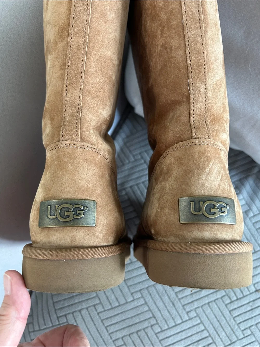 UGG Suede fleece Lined Tall Boots - Caramel